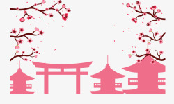 粉红美丽日本樱花矢量图素材