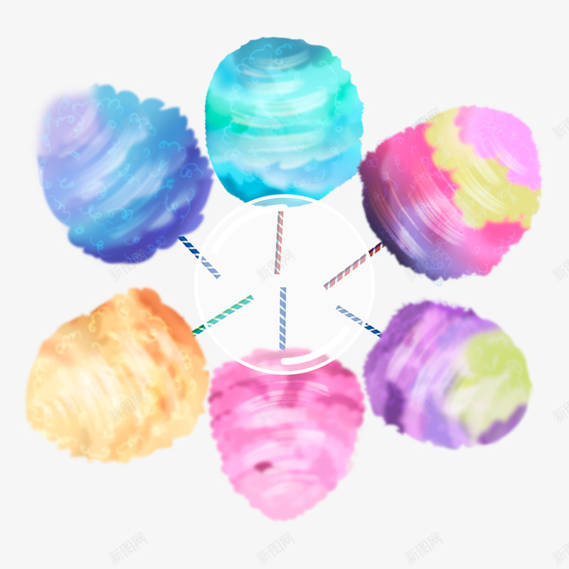 彩色棉花糖png免抠素材_新图网 https://ixintu.com PNG免扣图下载 公园 彩虹棉花糖 梦幻 装饰 食物