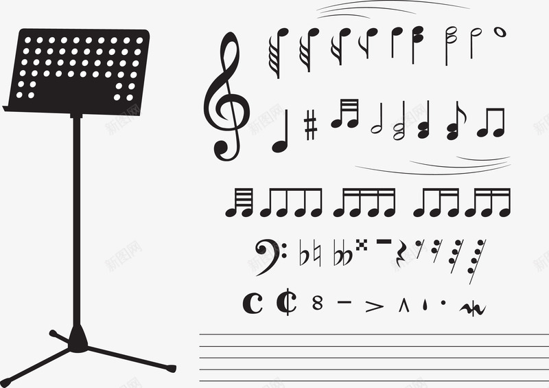 音乐教学png免抠素材_新图网 https://ixintu.com 五线谱 音符 音调
