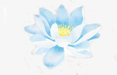 手绘蓝色清新莲花装饰png免抠素材_新图网 https://ixintu.com 清新 莲花 蓝色 装饰