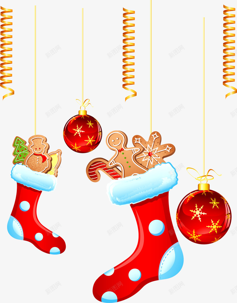 红色圣诞袜挂饰png免抠素材_新图网 https://ixintu.com 圣诞快乐 圣诞节 圣诞袜 红色挂饰 节日挂件 饼干