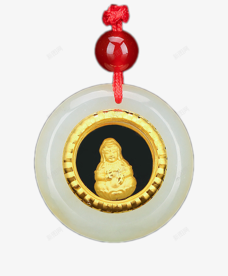 金镶玉吊坠png免抠素材_新图网 https://ixintu.com 吊坠 玉器 玉石 珠宝 观音 金镶玉