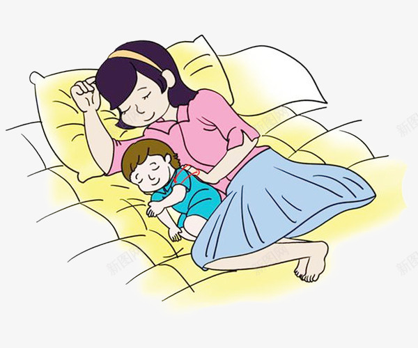 宝妈带女宝宝睡觉png免抠素材_新图网 https://ixintu.com 休息 侧身睡觉 女宝宝 妈妈 宝妈 小孩 睡觉