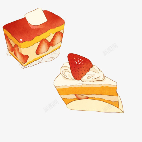 草莓派手绘画片png免抠素材_新图网 https://ixintu.com 奶油面包 手绘美食 红色 草莓味 草莓派