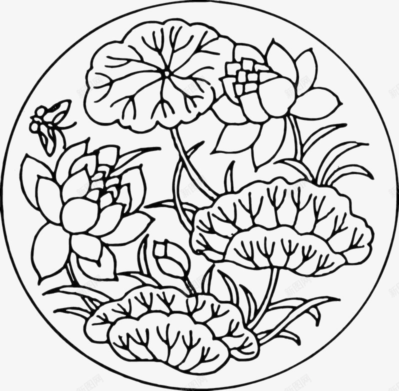 荷花简笔装饰画png免抠素材_新图网 https://ixintu.com 简笔画 简笔荷花 简笔莲花 荷花儿 荷花简笔 莲花儿装饰画 速写