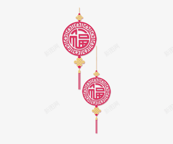 卡通手绘福字中国结png免抠素材_新图网 https://ixintu.com 中国结 中国风 卡通手绘福字中国结 挂饰 红色