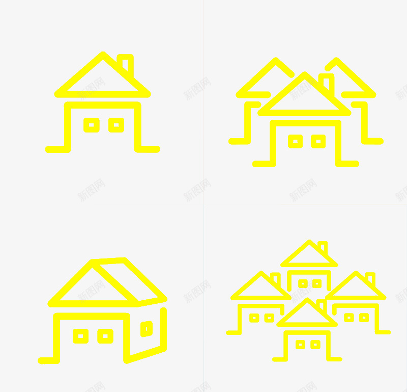 扁平化线型房屋icon图标png_新图网 https://ixintu.com png 免费 家园 房子 黄色