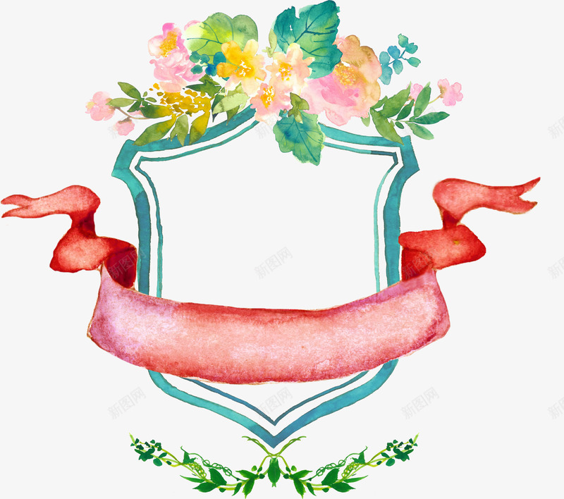 盾牌便签png免抠素材_新图网 https://ixintu.com 促销 卡通手绘 叶子 打折销售 水彩 盾牌标签 红色标签 花朵