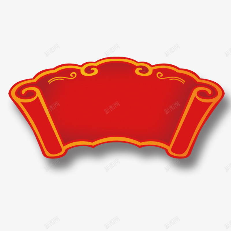 大红色标题背景中国风png免抠素材_新图网 https://ixintu.com 中国风图片 中式风格 卷轴素材 大红色 标题背景素材