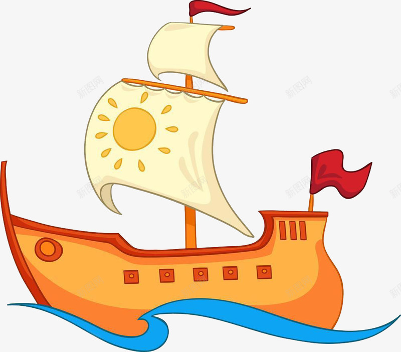 手绘大海航行png免抠素材_新图网 https://ixintu.com 大海航行 大航海 帆船 海上帆船 海上航行 航海
