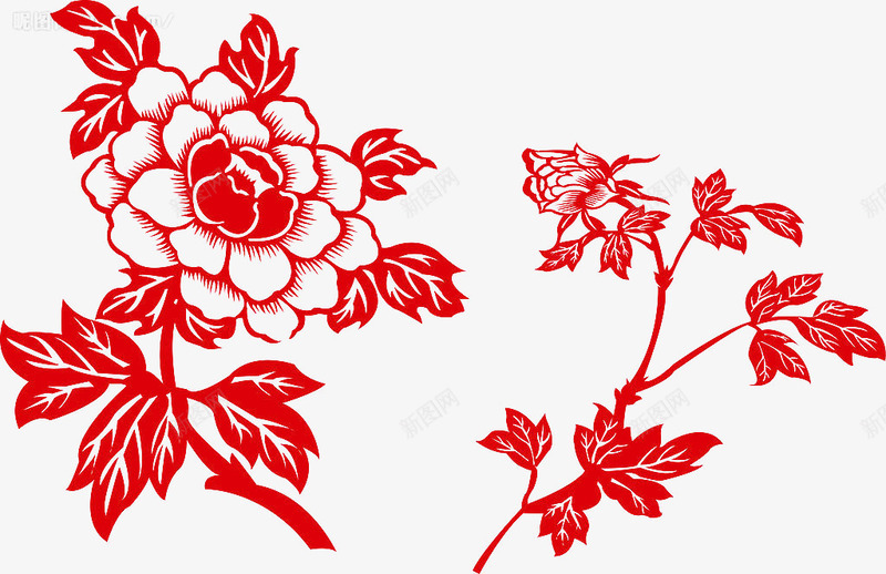 红色剪纸牡丹花png免抠素材_新图网 https://ixintu.com 剪纸 牡丹花 红色