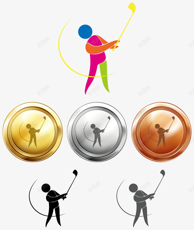 高尔夫运动图标png_新图网 https://ixintu.com 体育运动 冠军金牌 生活百科 荣誉 金属奖牌