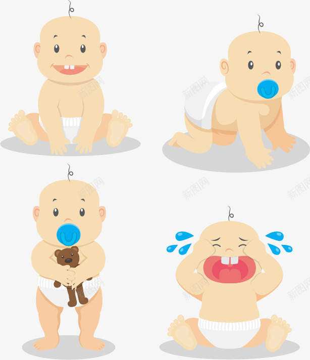 小婴儿的情绪png免抠素材_新图网 https://ixintu.com 发呆 大哭 开心 情绪表情 矢量素材
