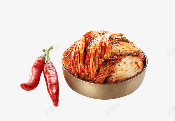 盆子里的超级辣白菜png免抠素材_新图网 https://ixintu.com 不锈盆 白菜 辣椒 辣白菜 辣的