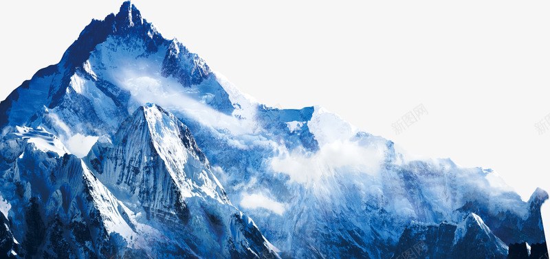 蓝色雪山png免抠素材_新图网 https://ixintu.com 喜马拉雅 山峰 蓝色 雪山 雪花