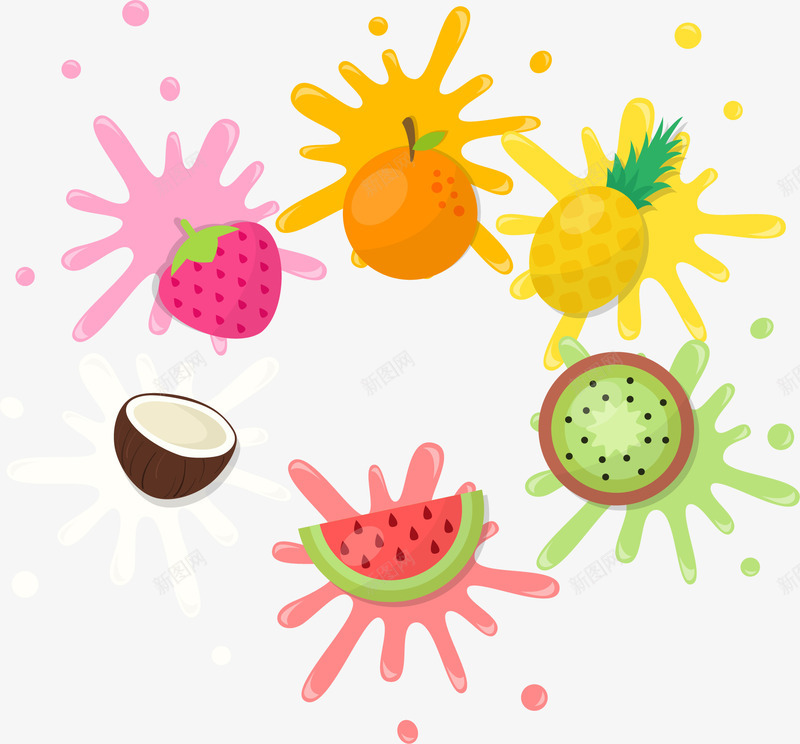 多汁的水果png免抠素材_新图网 https://ixintu.com 多C多营养 水果果汁 矢量素材 膳食纤维 营养丰富