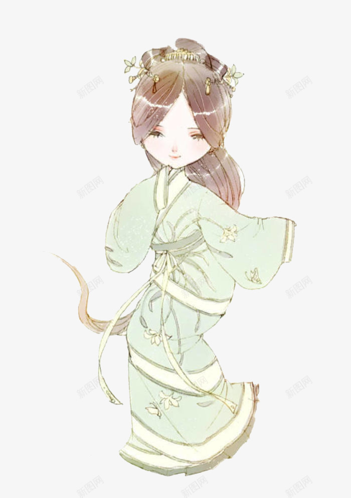 古代美丽汉服png免抠素材_新图网 https://ixintu.com 手绘 手绘古代服饰 手绘素材 服装 服装素材 汉服 汉服少女