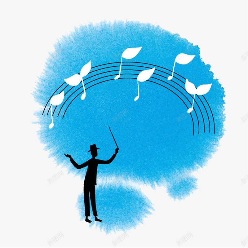 手绘蓝色背景指挥家音乐png免抠素材_新图网 https://ixintu.com 乐曲 手绘指挥家 指挥 指挥家 音乐 音乐指挥 音符