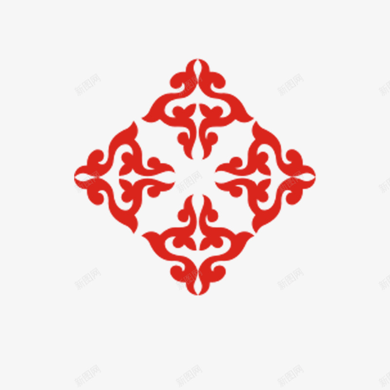 菱形中国风花纹png免抠素材_新图网 https://ixintu.com 中国风 图案 红色 花纹