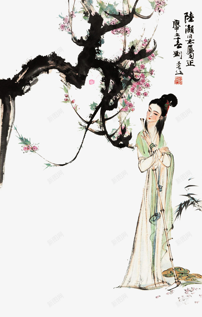 黛玉葬花png免抠素材_新图网 https://ixintu.com 人物 写意 国画 曹雪芹 林黛玉 水墨画 红楼梦 红楼梦服饰 红楼梦林黛玉 黛玉葬花