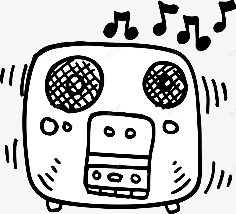 复古音响png免抠素材_新图网 https://ixintu.com 卡通音响 复古音响 手绘音响 音响 音响简笔画 音响线条 音符