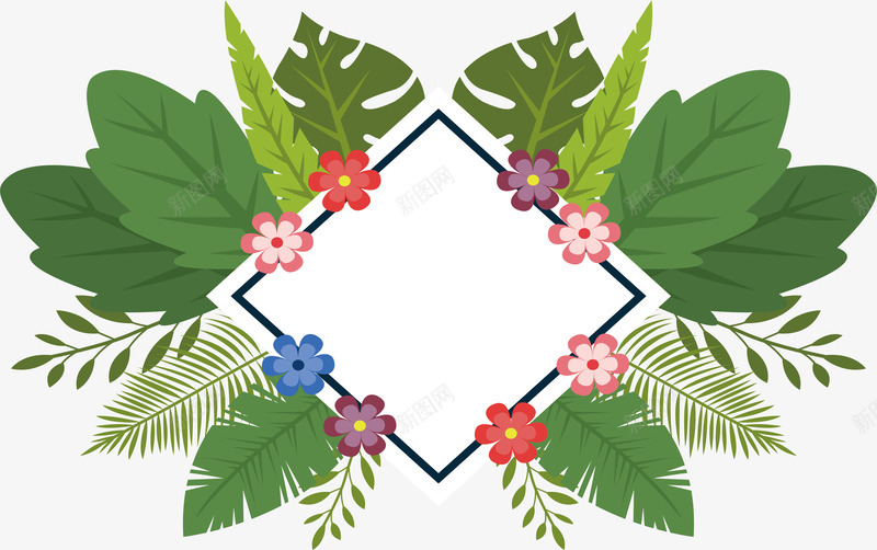 小碎花菱形边框png免抠素材_新图网 https://ixintu.com 夏日植物 小碎花 彩色碎花 热带植物 矢量png 碎花标题框