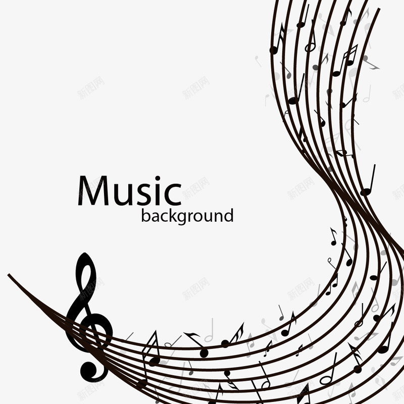 音乐线谱矢量图图标ai_新图网 https://ixintu.com 矢量音符 线谱 音符 矢量图