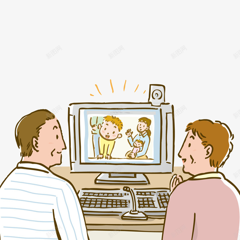 和孩子们视频聊天的人物矢量图ai免抠素材_新图网 https://ixintu.com 人物设计 卡通 手绘 插画设计 视频聊天 矢量图