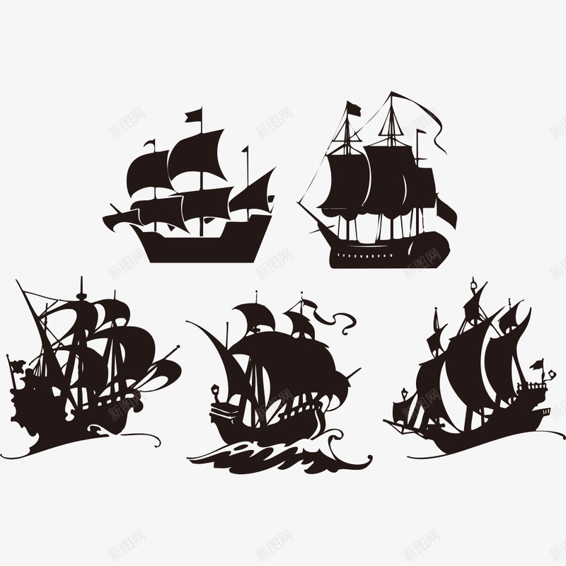 帆船剪影png免抠素材_新图网 https://ixintu.com 剪影 帆船 航海 黑色