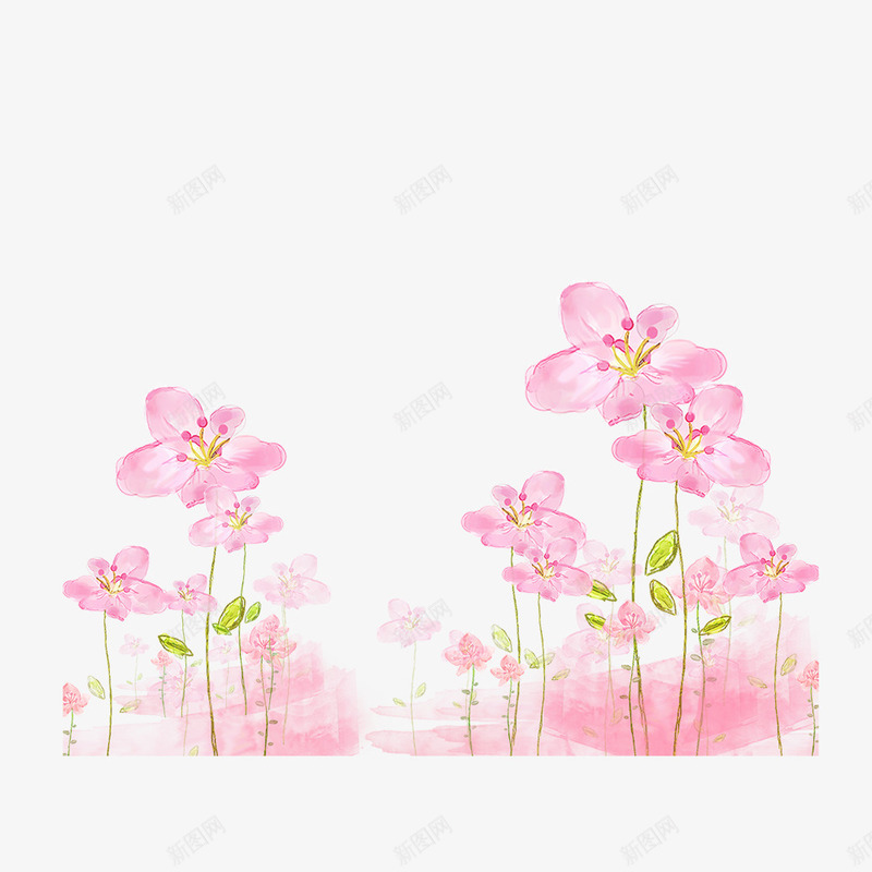 粉色小花手绘花朵小粉花花束psd免抠素材_新图网 https://ixintu.com 小粉花 手绘花朵 粉色小花 花束 装饰元素