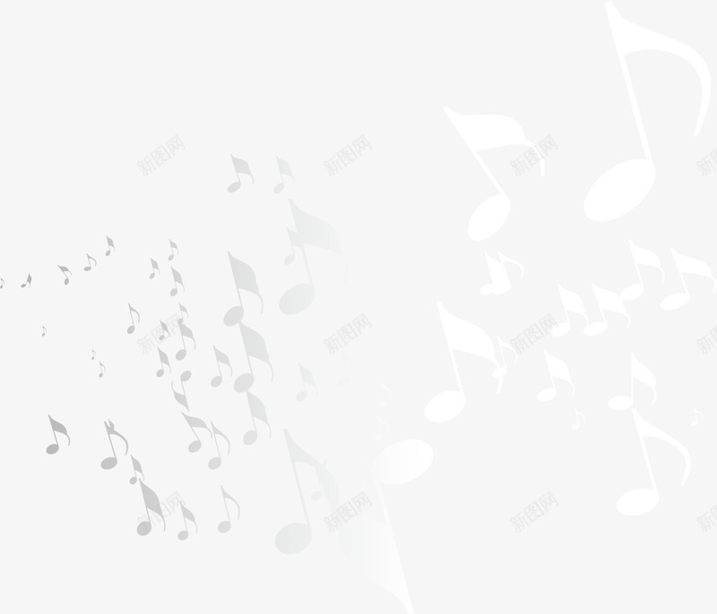 灰色飞扬音符png免抠素材_新图网 https://ixintu.com 优美歌声 歌曲 渐变音符 灰色音符 艺术 音乐