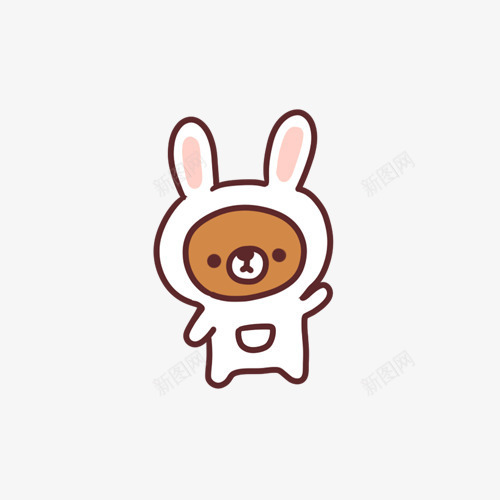 穿兔子装的小熊png免抠素材_新图网 https://ixintu.com 兔子装 可爱 小熊 手绘图 插图 玩偶 玩具