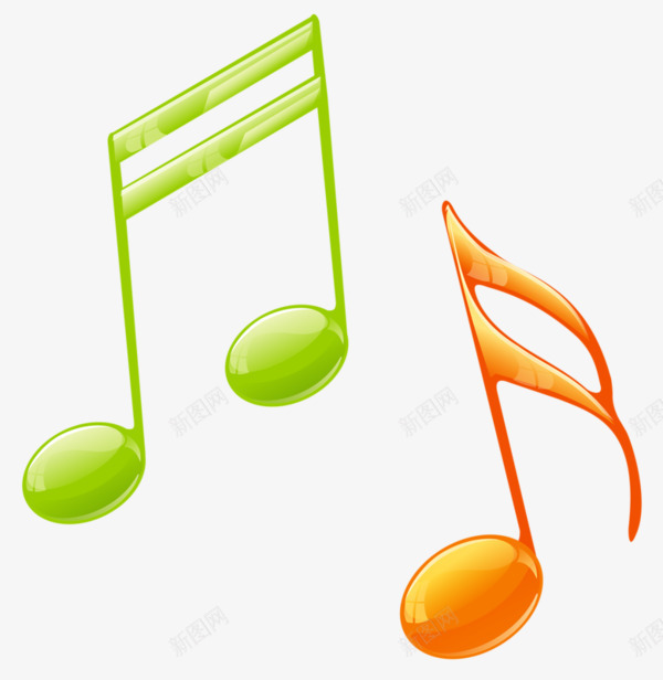 音符png免抠素材_新图网 https://ixintu.com 乐符 八分音符 彩色音符 橘色音符 绿色音符 音乐符号 音符 音符花边