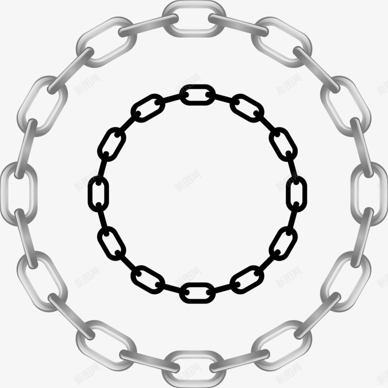 简约链子png免抠素材_新图网 https://ixintu.com 铁链子 银色 项圈 黑色