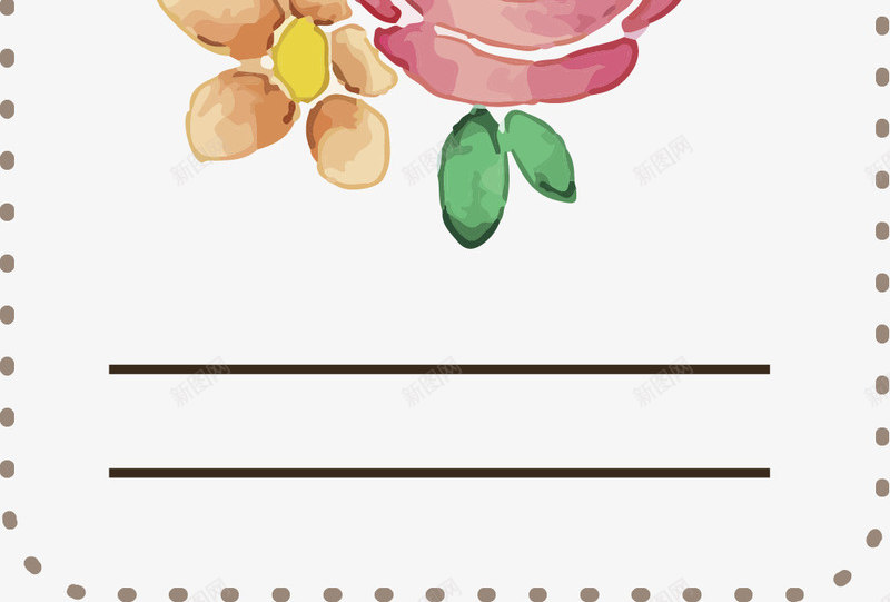 玫瑰花留言卡片png免抠素材_新图网 https://ixintu.com 手绘玫瑰 水彩玫瑰花 玫瑰书签 玫瑰留言卡
