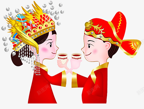 结婚png免抠素材_新图网 https://ixintu.com 喜服 婚纱 红色 结婚