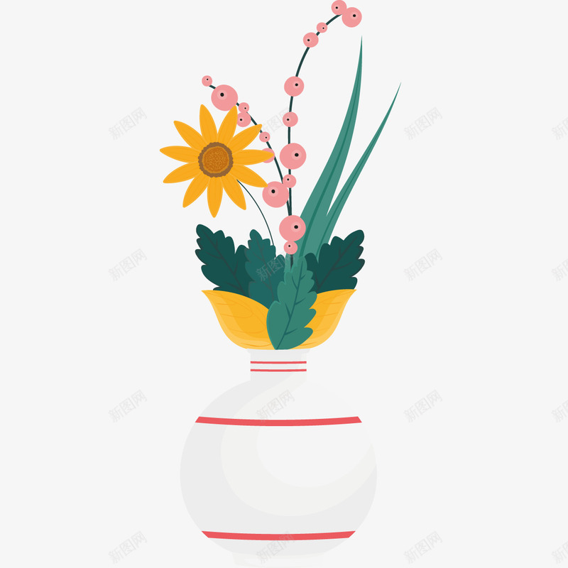 手绘花盆盆栽png免抠素材_新图网 https://ixintu.com 卡通 手绘 手绘花盆盆栽 盆栽 花盆 黄色花朵