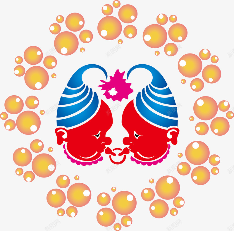 创意双子座矢量图ai免抠素材_新图网 https://ixintu.com 创意画 十二星座 卡通 帽子 矢量图