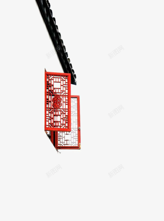 中式窗户png免抠素材_新图网 https://ixintu.com 中国风 古建 古风 房檐 文艺 红色窗户