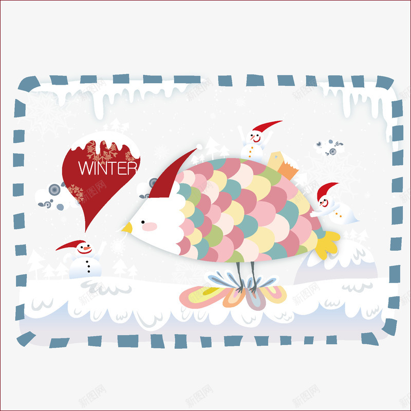 快乐圣诞卡片png免抠素材_新图网 https://ixintu.com 卡片 节日快乐 雪人 鸟