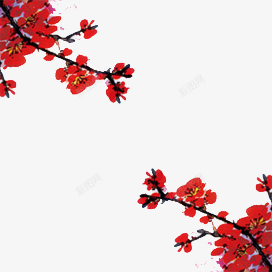 2017红色梅花元旦png免抠素材_新图网 https://ixintu.com 2017 元旦 梅花素材 红色素材