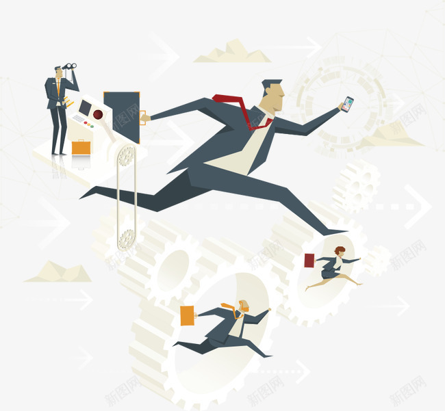 齿轮中奔跑的人矢量图ai免抠素材_新图网 https://ixintu.com 人物 卡通人物 商务人物 奔跑 矢量人物 矢量图
