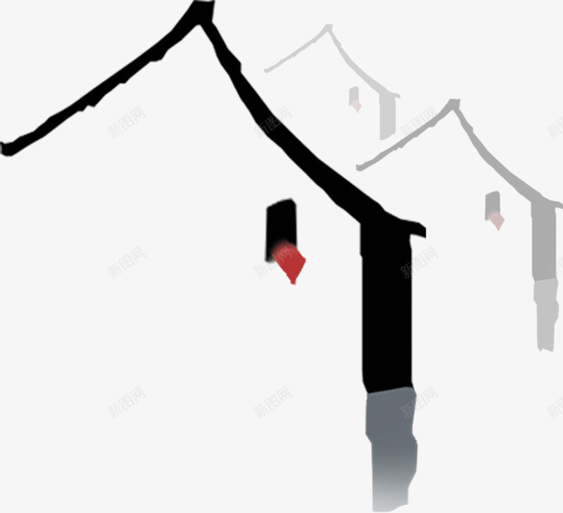 水墨小镇图标png_新图网 https://ixintu.com 中国风 小镇 房屋 水墨