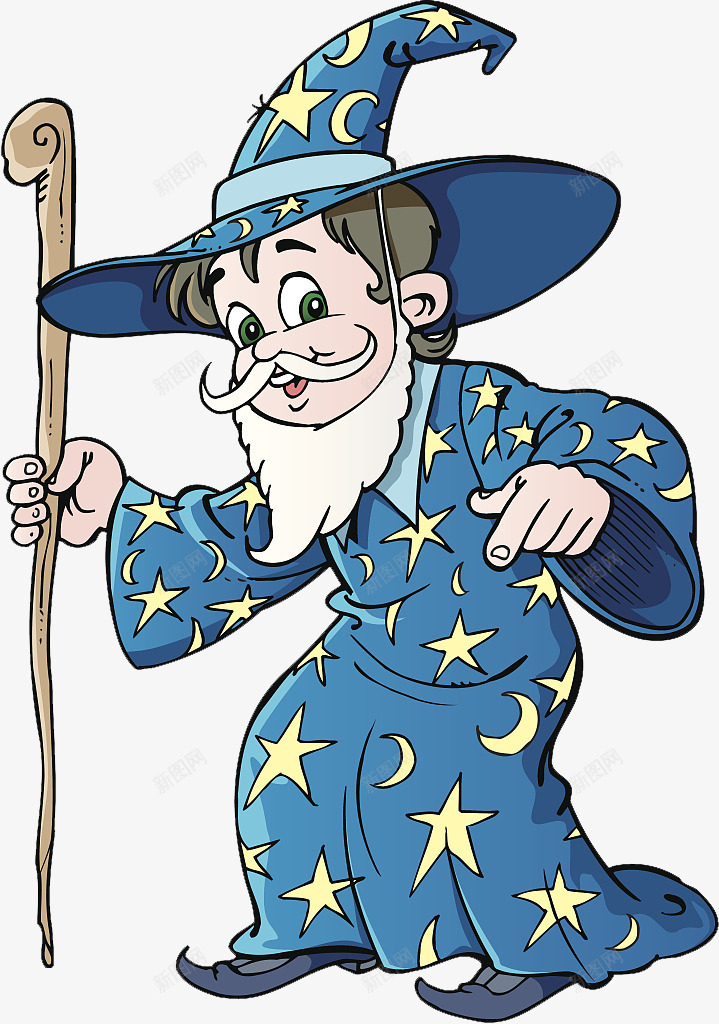卡通插图装扮成魔法师的小男孩png免抠素材_新图网 https://ixintu.com 卡通插图 小男孩 小蓝帽 蓝色魔法帽子 装扮 魔力法杖 魔法师