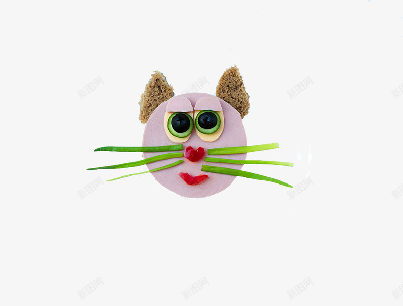 食材摆成的猫png免抠素材_新图网 https://ixintu.com 创意食材 葱 馒头 黄瓜