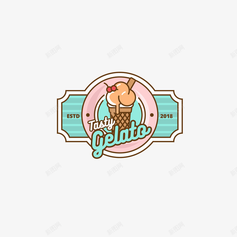 彩色复古冰淇淋标识矢量图图标ai_新图网 https://ixintu.com 冰淇淋 冰淇淋logo 冰淇淋标识 古典 复古 彩色 甜筒 雪糕 矢量图