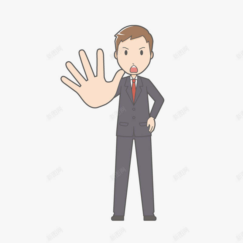 反对动作的男人简图png免抠素材_新图网 https://ixintu.com 动作 卡通 反对意见 反对的 否定 手势 男人 白领 西装
