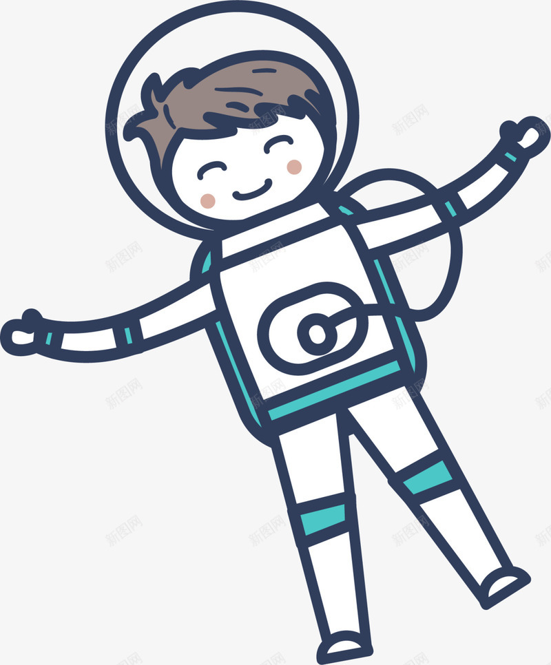 蓝色微笑卡通宇航员png免抠素材_新图网 https://ixintu.com 4月12号 世界航天日 可爱太空人 太空 太空人 宇宙 宇航员 招手太空人 航空