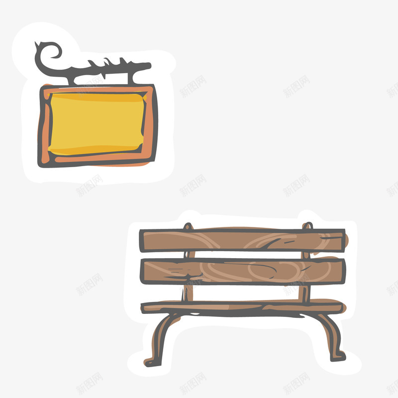 卡通长椅png免抠素材_新图网 https://ixintu.com 卡通 招牌 文案 文案背景 木椅 背景装饰 长椅