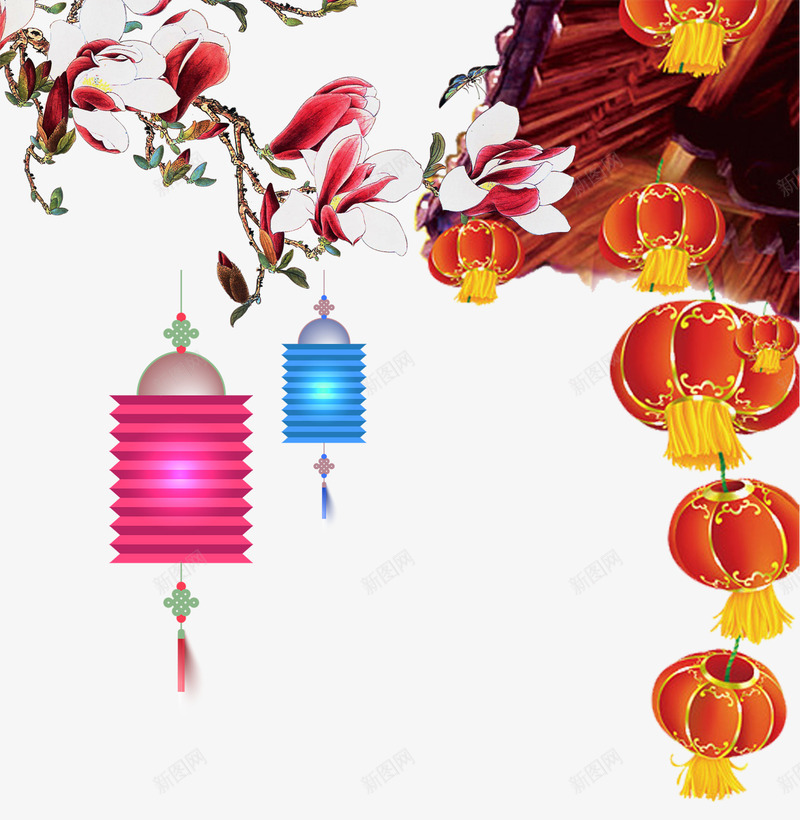 新年装饰灯笼png免抠素材_新图网 https://ixintu.com 悬挂 新年 新年装饰 灯笼 节日装饰 装饰图案